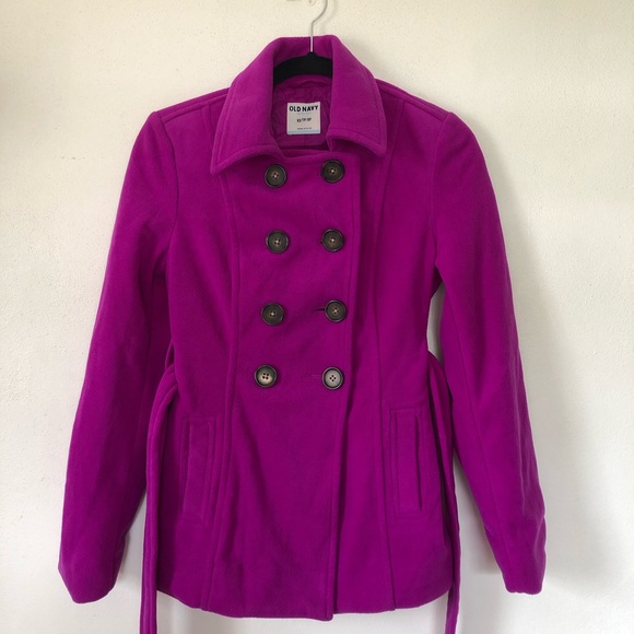 Old navy Fuchsia Petite Fleece Coat. - Picture 2 of 5